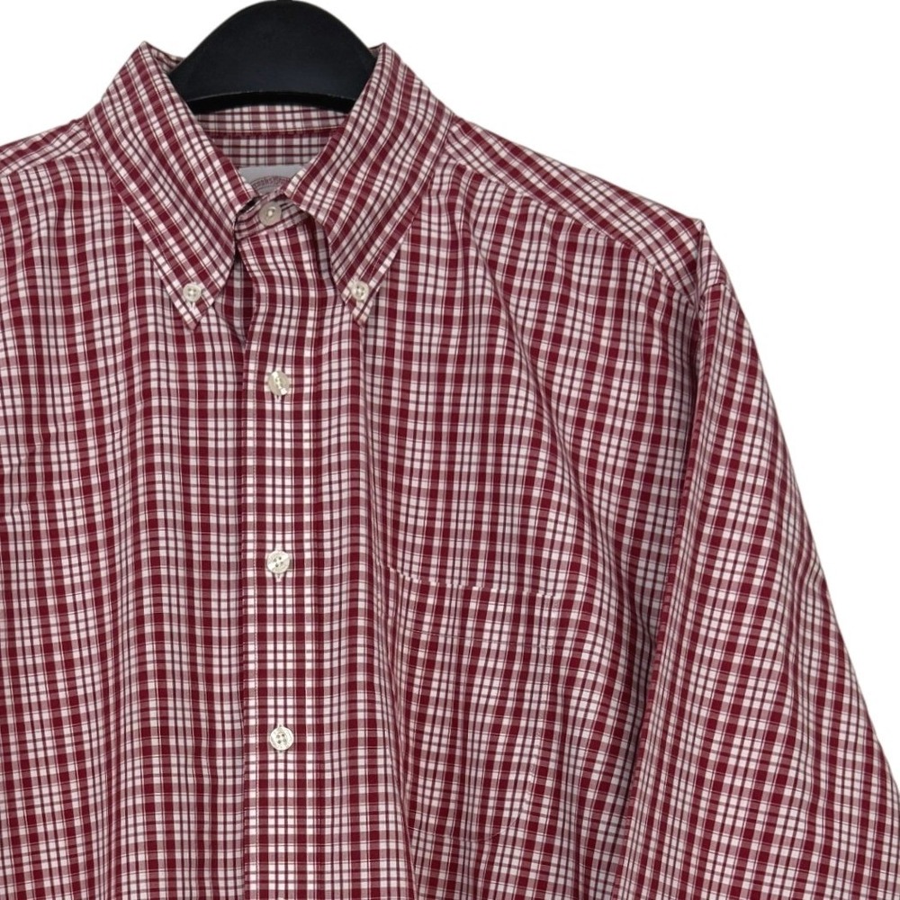Brooks‎ Brothers Mens L NON IRON Supima Cotton L/S Button Down Red White Plaid